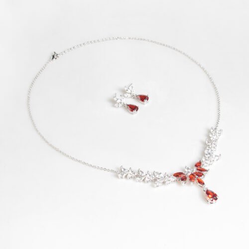 Luxury Zircon Flower Bridal Necklace & Earrings Set – Elegant Wedding Jewelry