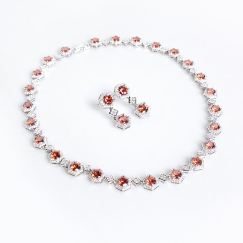 Elegant Emerald‑Accent Zircon Necklace & Tassel Earrings Set – Bridal & Banquet Fashion Jewelry