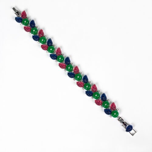 High‑End Colorful Zircon Leaf Bracelet for Women – Internet Celebrity Fashion Luxury