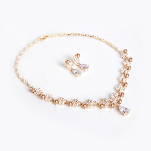 K‑Style Elegant Water Drop Pendant Necklace & Tassel Zircon Earrings Set – Bridal & Banquet Jewelry