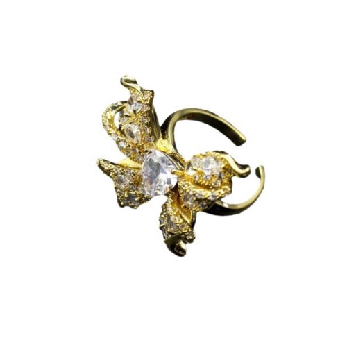 Luxury Butterfly Adjustable Zircon Ring – High‑End Light Luxury Opening Ring for Women
