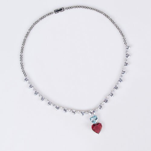 High‑End Heart Zircon Necklace & Earrings Set – Elegant Bridal & Fashion Jewelry