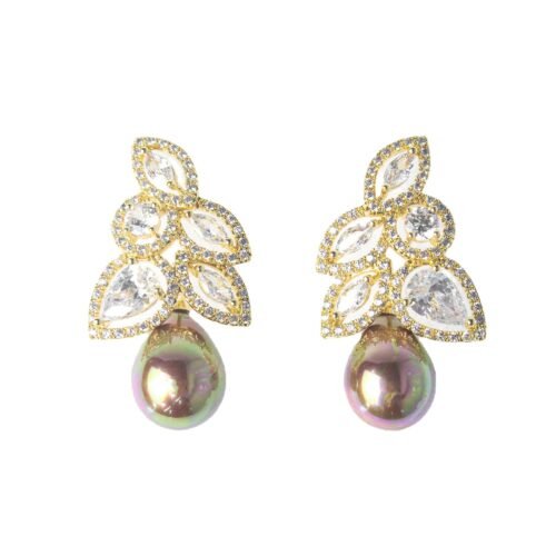 Luxury Pearl & Zircon Water Drop Earrings – High-End Banquet & Evening Jewelry