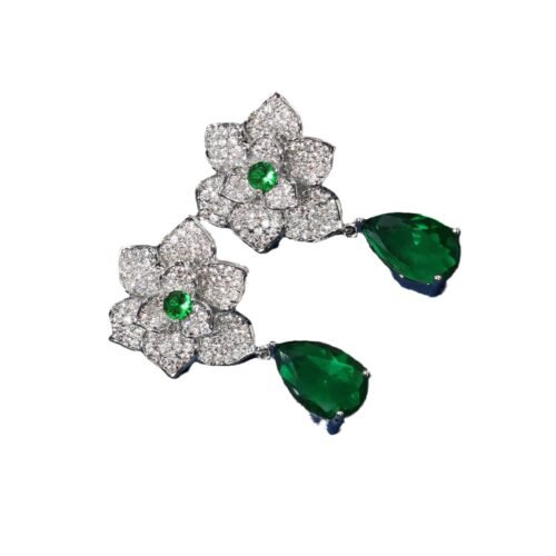 European & American Camellia Zircon Water‑Drop Earrings – Fashionable Daily Wear Drop Earrings