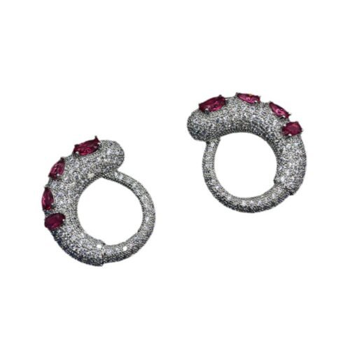 European & American Autumn‑Winter New Style Metal Hoop Zircon Earrings for Women
