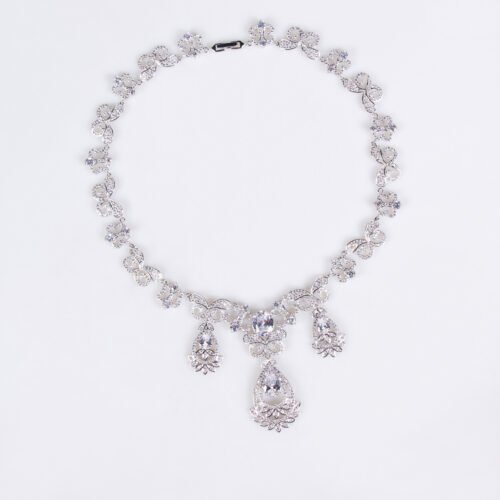 French Light-Luxury Water Drop Zircon Necklace & Earrings Set – Palace Style Jewelry
