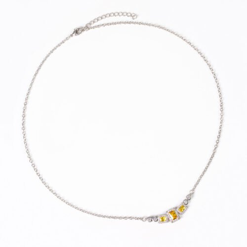 Copper Inlaid Square Zircon Necklace – Fashionable Clavicle Chain Jewelry