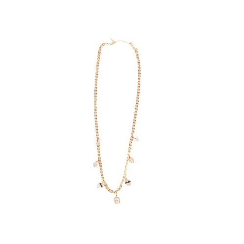 Love Enamel Diamond Pendant Choker – Gold-Plated Necklace