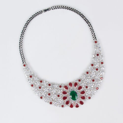 Luxury Flower Zircon Necklace & Earrings Set – Full Diamond Wedding Jewelry