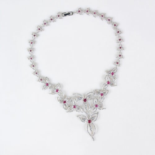 Flower Zircon Necklace & Earrings Wedding Jewelry Set – Elegant Bridal & Banquet Accessories