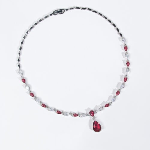 Japanese & Korean Style 3-Layer Water-Drop Zircon Necklace & Earrings Set – 925 Silver Niche Jewelry