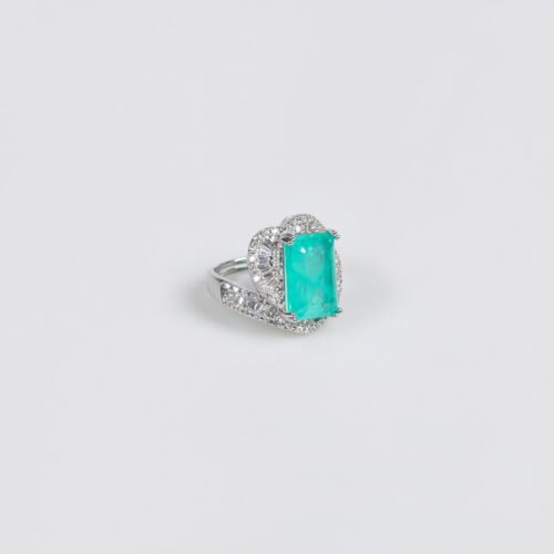 Light‑Luxury Square Gemstone Zircon Ring – High‑End Colorful Treasure Elegant Fashion Ring