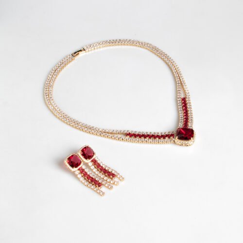 Light Luxury Square Gemstone Zircon Necklace & Earrings Set – Banquet Jewelry