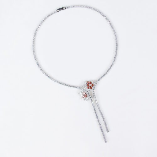 Cross-Border Simple Floral Tassel Zircon Necklace & Earrings Set