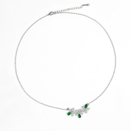 Fashion Geometric Floral Full Diamond Necklace – Elegant Niche Design