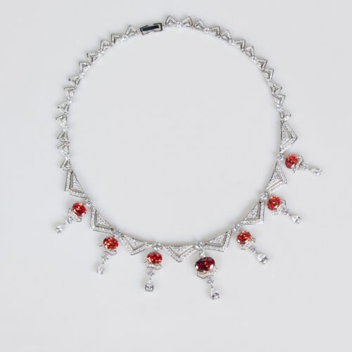 Luxury Geometric Zircon Pendant Necklace & Earrings Set