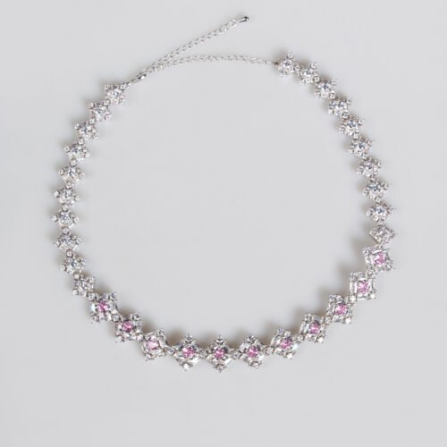 European & American Geometric Pink Square Necklace for Women — Elegant Versatile Banquet