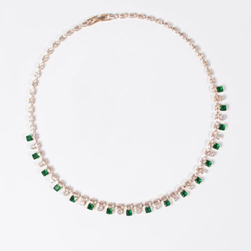 Square Zircon Double Clavicle Chain Necklace – Trendy Net-Red Live Jewelry