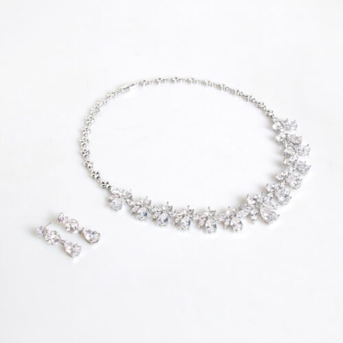 European & American Water Drop Zircon Necklace & Earrings Set — Fashion Luxury