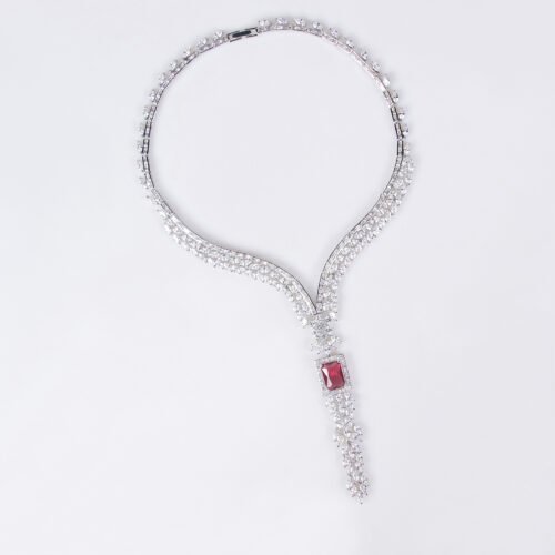 European & American Luxury Retro Zircon Necklace & Earrings Set – Bridal Jewelry