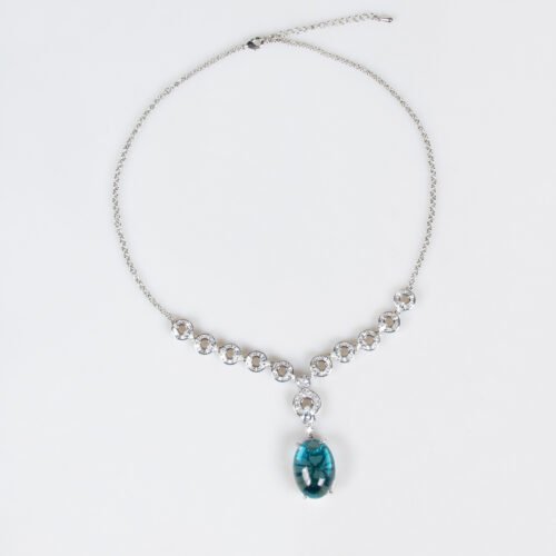 European & American Sea‑Blue Gemstone Necklace — High‑End Banquet & Women’s Jewelry