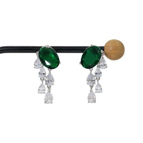 Egg‑Shaped Sparkling Diamond & Zircon Water Drop Earrings — Light Luxury